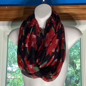 Happy Holidays Infinity Scarf Poinsettias